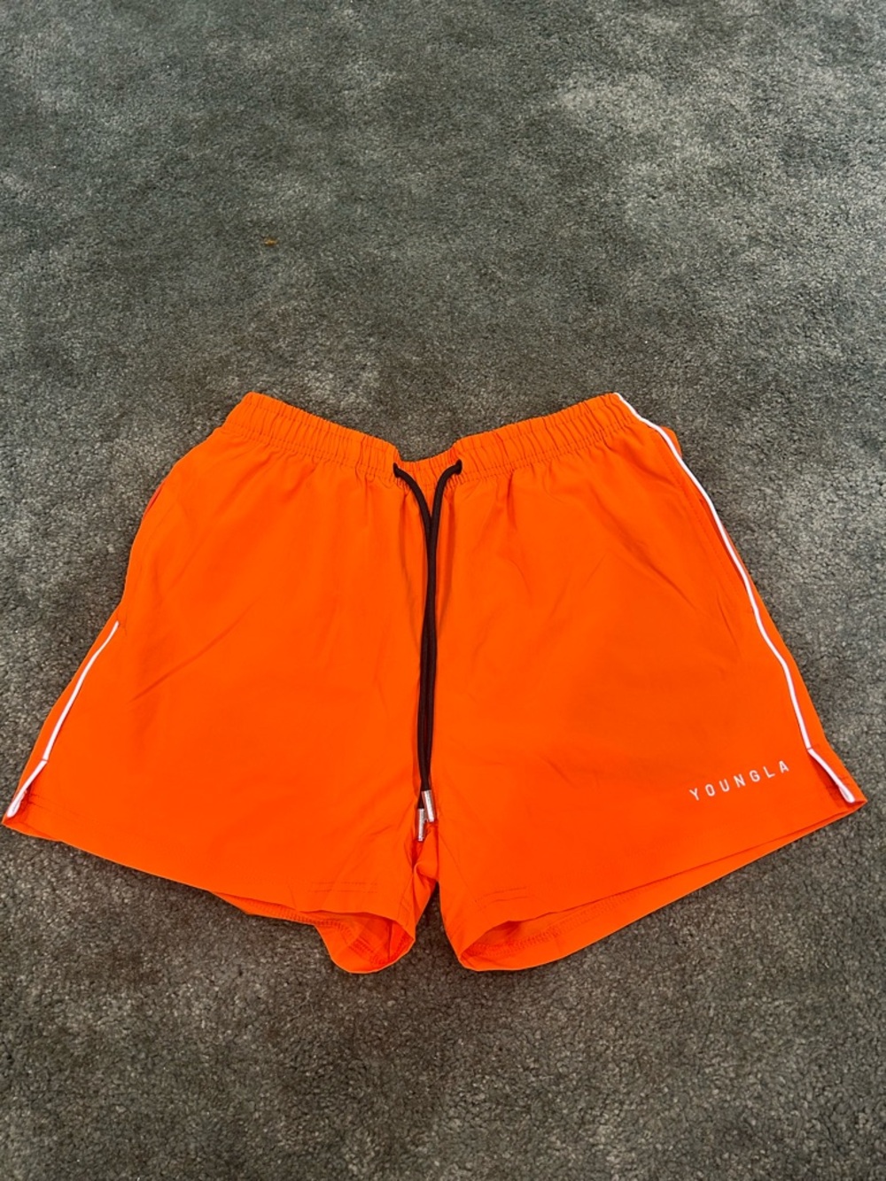 YoungLA Men’s Orange 5 inch Athletic Swim Shorts Size L